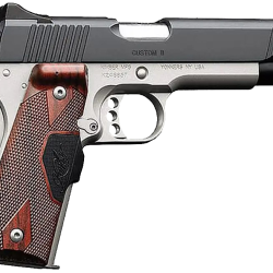 Kimber Mfg.,inc 3200387 Custom II Two-Tone LG 45 ACP 7+1 5″ Brushed Polished Black Brush Polished Small Rosewood Checkered Grip