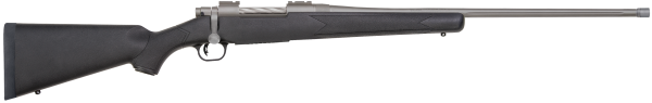 Mossberg 28129 Patriot  7mm Rem Mag 3+1 24″ Threaded/Fluted Barrel w/Recessed Match Crown, Cerakote Stainless Steel, Spiral-Fluted Bolt, Synthetic Stock, Drop Box Magazine, Adjustable LBA Trigger