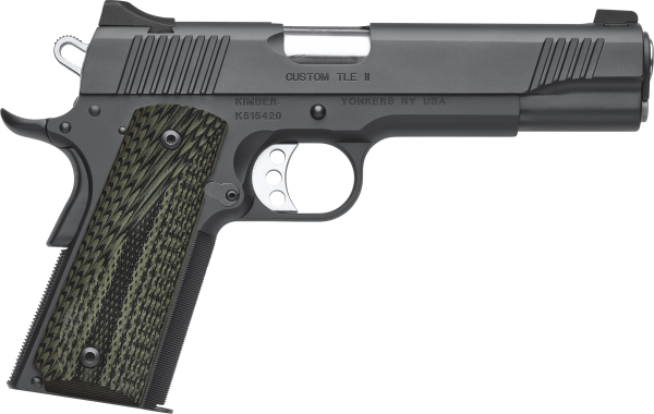 Kimber Mfg, Inc 3200347 TLE II Custom 10mm Auto 8+1 5″ Stainless Match Grade Barrel, Matte Black Serrated Steel Slide, Matte Black Steel Frame w/Beavertail, Aggressively Textures G-10 Grip