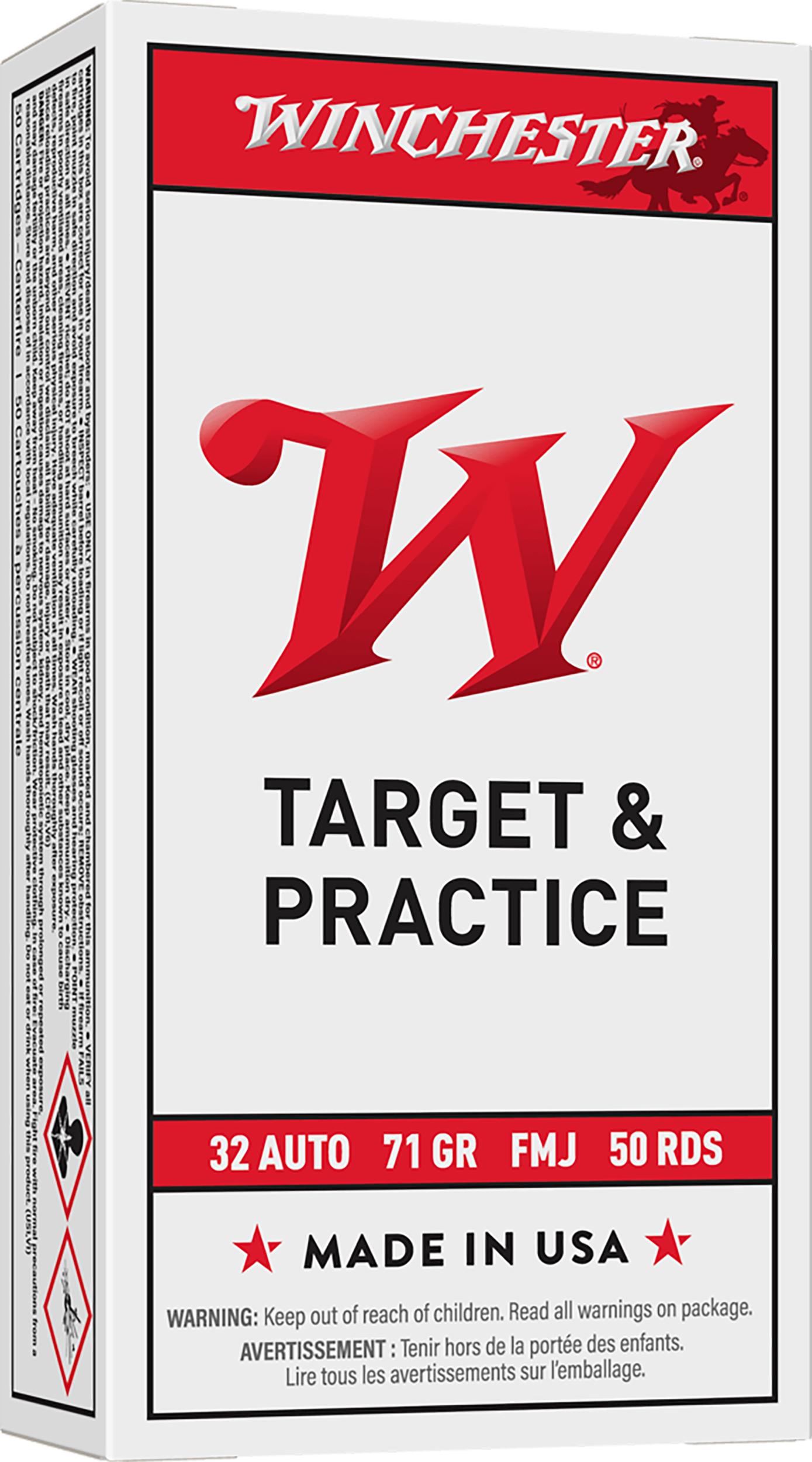 Winchester Ammo Q4255 USA  32ACP 71gr Full Metal Jacket 50 Per Box/10 Case