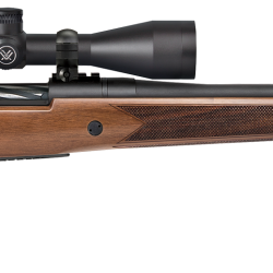 Mossberg 28237 Patriot w/Optic 6.5 PRC 4+1 24″ Matte Blued Fluted Threaded Barrel, Matte Blued Drilled & Tapped Receiver, Fixed Walnut Stock, Vortex Crossfire II 3-9x40mm