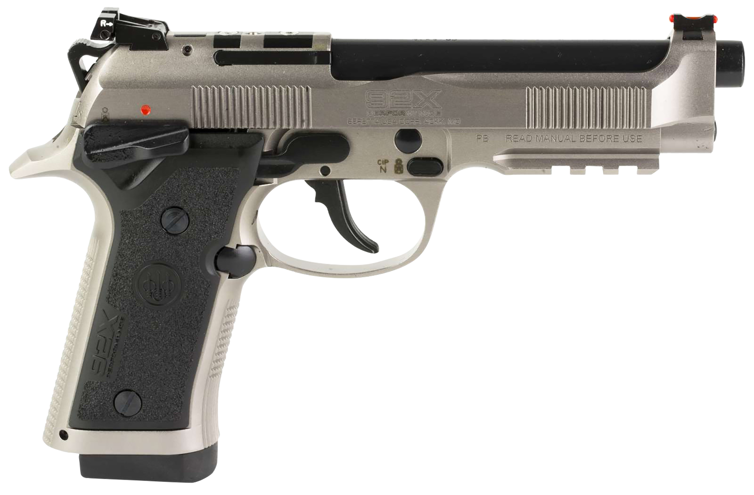Beretta USA J92XPC020 92X PCO Full Size Frame 9mm Luger 10+1, 4.90″ Black Barrel, Gray Nistan Optic Ready/Serrated Steel Slide & Frame w/Beavertail & Picatinny Rail