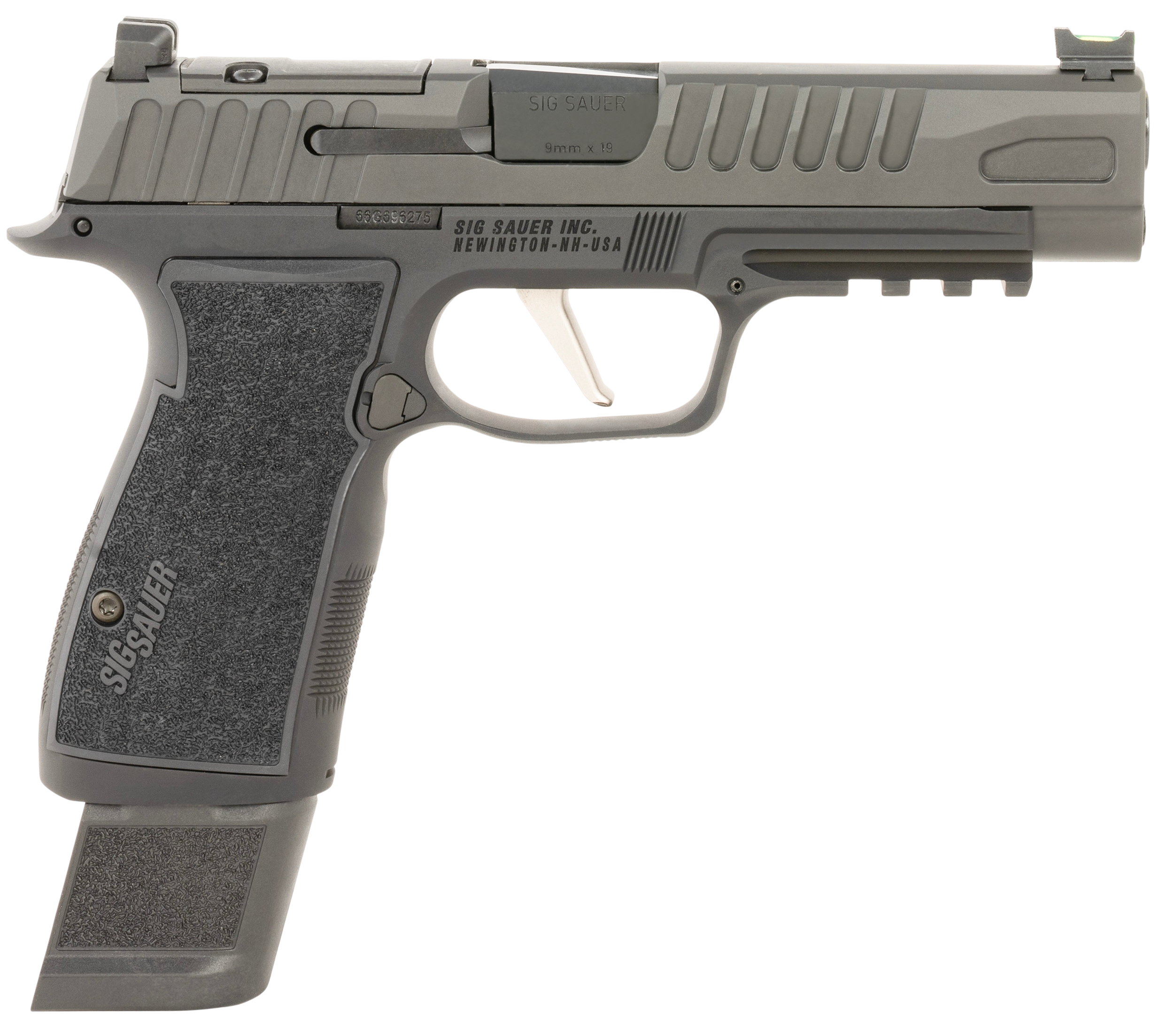 Sig Sauer 365AXGF9BFO P365 Fuse Compact Frame 9mm Luger 17+1 4.30″ Black Carbon Steel Barrel, Black Nitron Optic Ready/Serrated Stainless Steel & Frame w/Beavertail & Picatinny Rail, Black AXG Grip