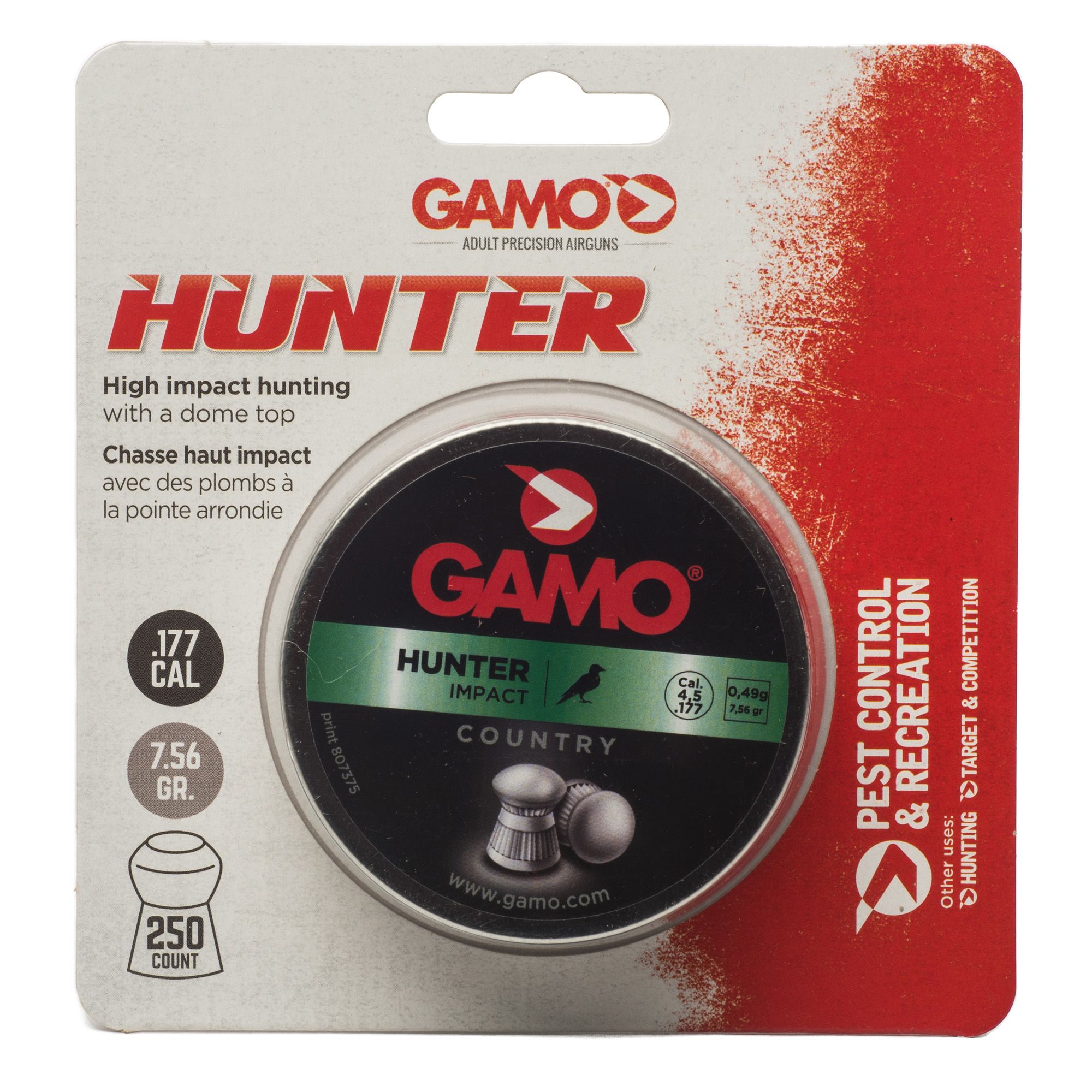 GAMO HUNTER ROUND NOSE 177CAL 250CT