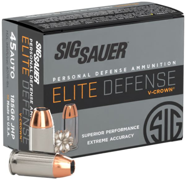 SIG AMMO 45ACP 185GR ELITE V-CROWN JHP 20/10