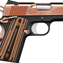 Kimber Mfg, Inc 3200372 Ultra II  9mm Luger 8+1 3″ Stainless Match Grade Barrel, Engraved Rose Gold PVD Serrated Stainless Steel Slide, Kimpro II Black Aluminum Frame w/Beavertail, G10 Grip