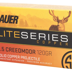 Sig Sauer E65CH120 Elite Copper Hunting  6.5Creedmoor 120gr Copper Solid 20 Per Box/10 Case