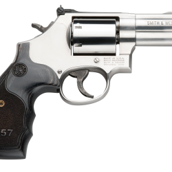 Smith & Wesson 150853 Model 686 Plus 357 Mag 7rd Shot 3″ Satin Stainless Steel Barrel, Cylinder & Frame, Black/Silver Custom Wood Grip