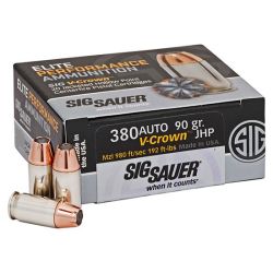SIG AMMO 380ACP 90GR ELITE V-CROWN JHP 50/10