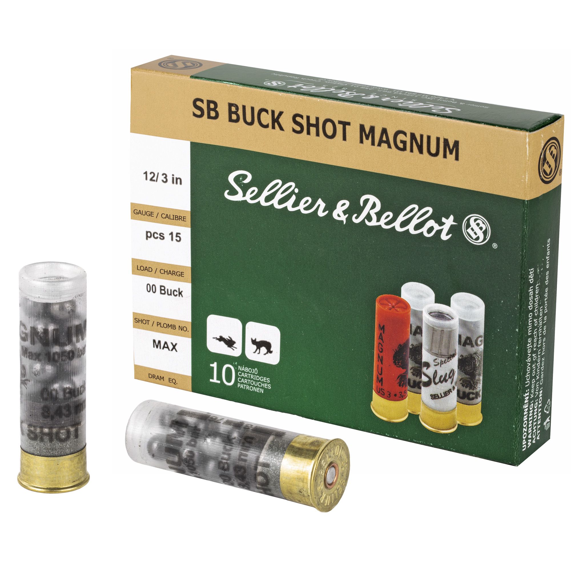 S&B 12GA 3″ 00 15PEL 10/250