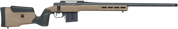 Mossberg 28148 Patriot LR Tactical 6.5 PRC 10+1 22″ Matte Blued Threaded Bull Barrel, Matte Blued Picatinny Rail MDT Oryx Tactical M-LOK Flat Dark Earth Synthetic Stock, Right Hand