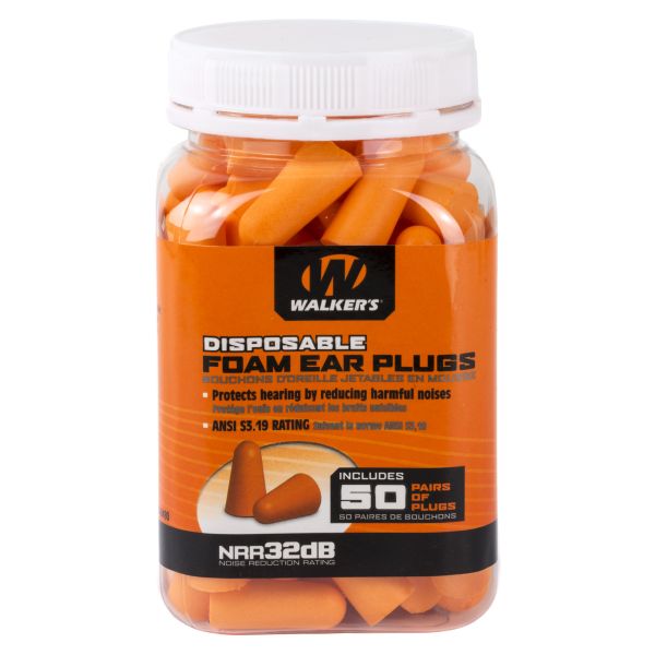 WALKER’S FOAM EAR PLUGS 50PK JAR