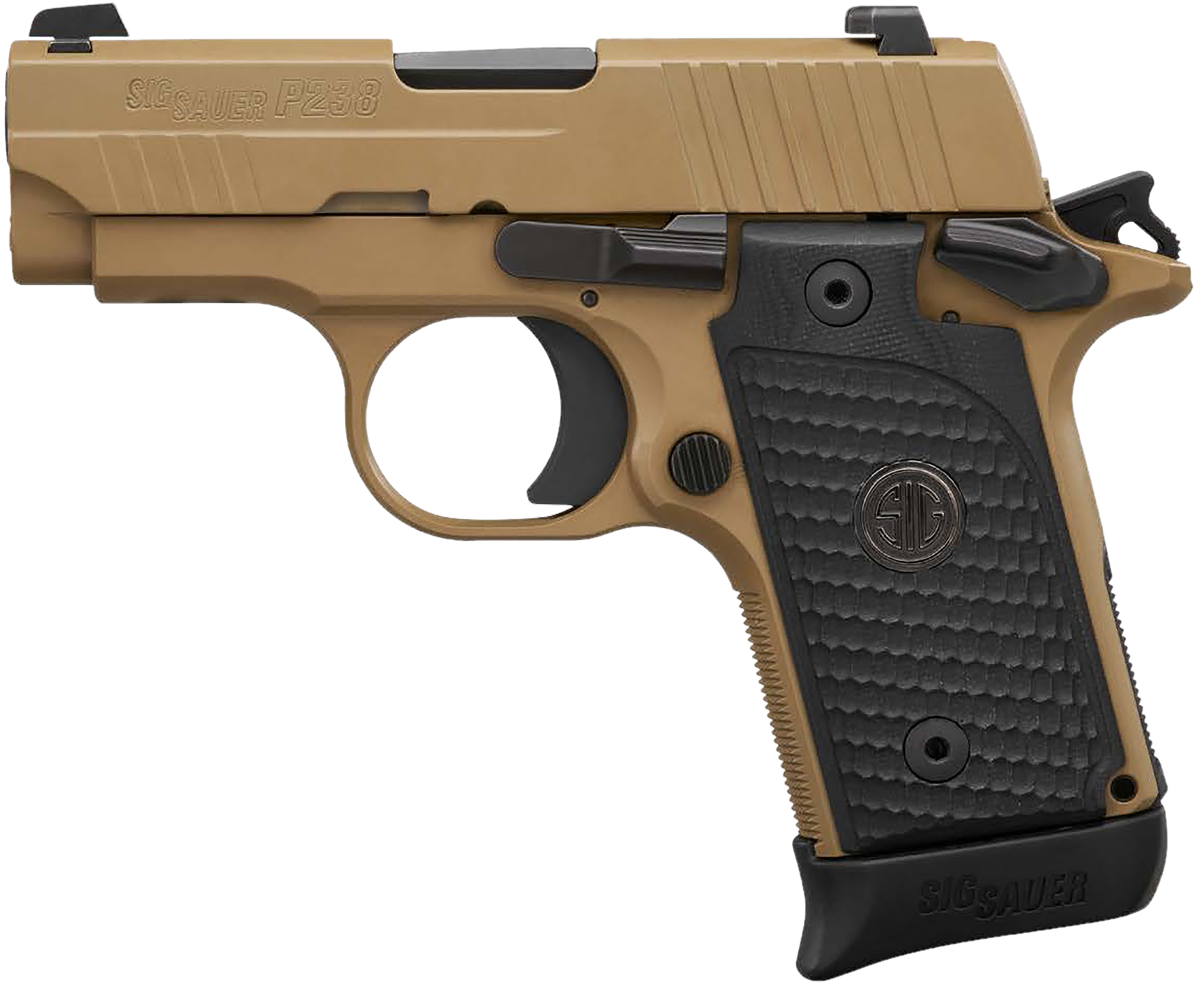 Sig Sauer 238380ESCPN P238 Micro-Compact Emperor Scorpion 380 ACP 2.70″ 6+1 & 7+1 Flat Dark Earth Hardcoat Anodized Flat Dark Earth Nitron Stainless Steel Black Hogue G10 Piranha Grip