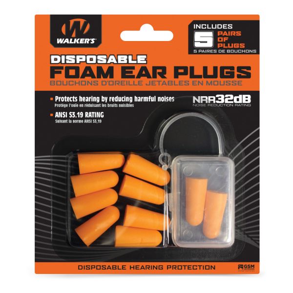 WALKER’S FOAM EAR PLUGS 5PK BLISTER