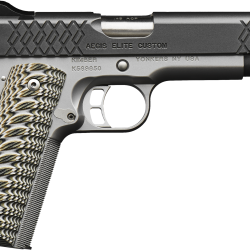 Kimber Mfg, Inc 3000351 Aegis Elite Custom 45 ACP 8+1 5″ Stainless Match Grade Barrel, KimPro II Black Serrated Stainless Steel Slide, Satin Silver Stainless Steel Frame w/Beavertail, G10 Grip