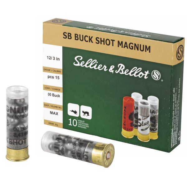 S&B 12GA 3″ 00 15PEL 10/250