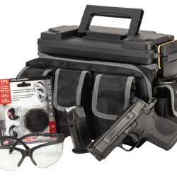 Smith & Wesson 13746 CSX Range Kit 9mm Luger 10+1/12+1 3.10″, Black, Serrated Slide, Aluminum Frame, Interchangeable Backstrap Grips, Ambi Controls, Includes Surefire Ear Pro & Plano Range Bag
