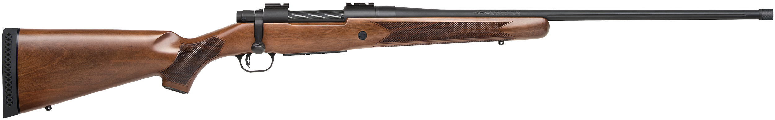 Mossberg 28132 Patriot  300 Win Mag 3+1 24″ Threaded/Fluted Barrel w/Recessed Match Crown, Matte Blued Metal Finish, Spiral-Fluted Bolt, Walnut Stock, Drop Box Magazine, Adjustable LBA Trigger