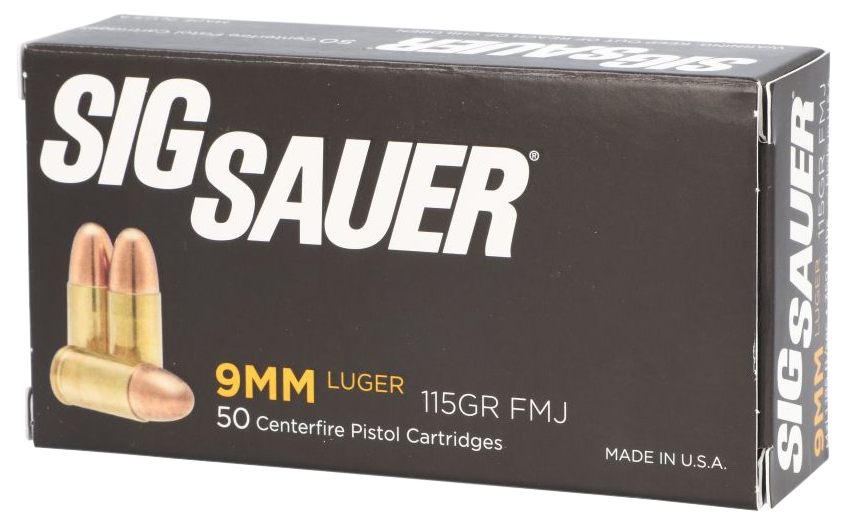 Sig Sauer E9MMB150 Elite Ball  9mmLuger 115gr Full Metal Jacket 50 Per Box/20 Case