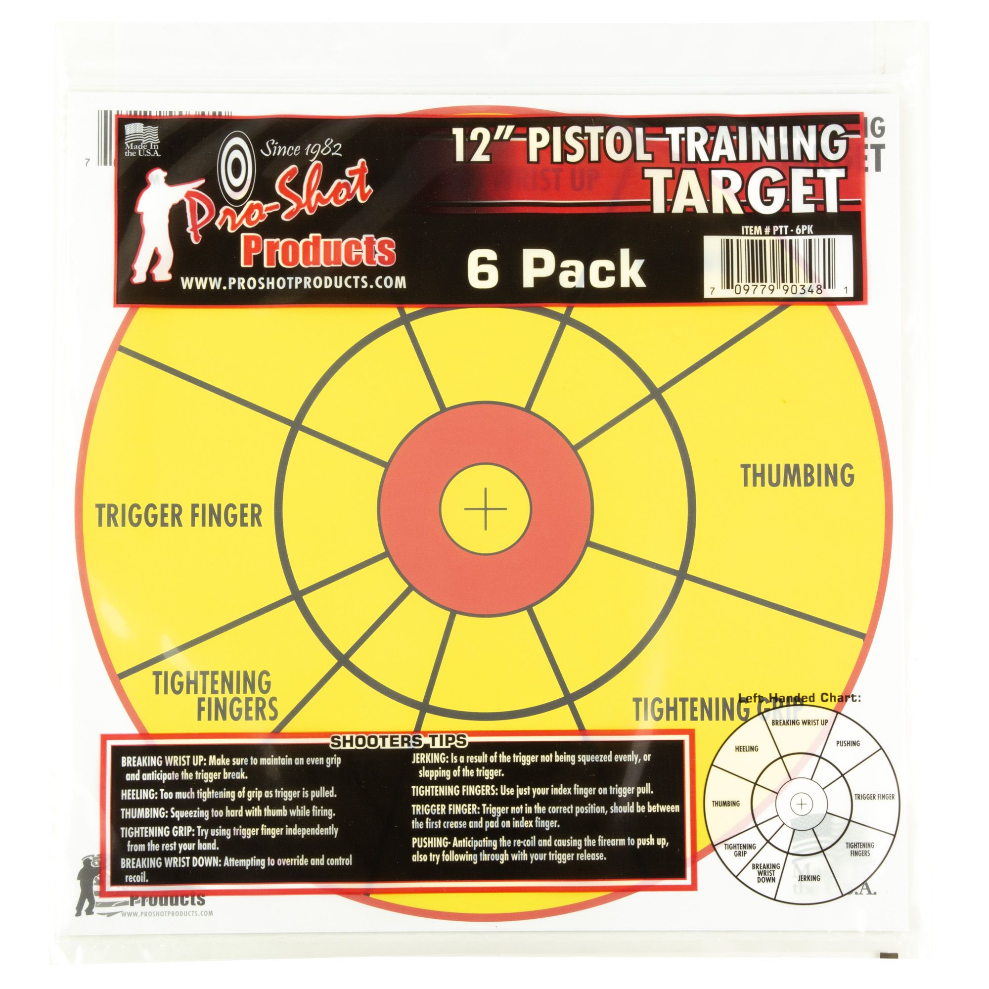 PROSHOT 12″ BULLSEYE PISTOL TRNG 6PK