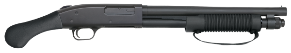 Mossberg 50659 590 Shockwave 12 Gauge 5+1 3″ 14.375″ Heavy Barrel, Blued Metal Finish, Dual Extractors, Drilled & Tapped Receiver, Corncob Forend w/Strap, Raptor Birdshead Grip Stock