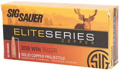 Sig Sauer E308H120 Elite Copper Hunting  308Win 150gr Copper Solid 20 Per Box/10 Case
