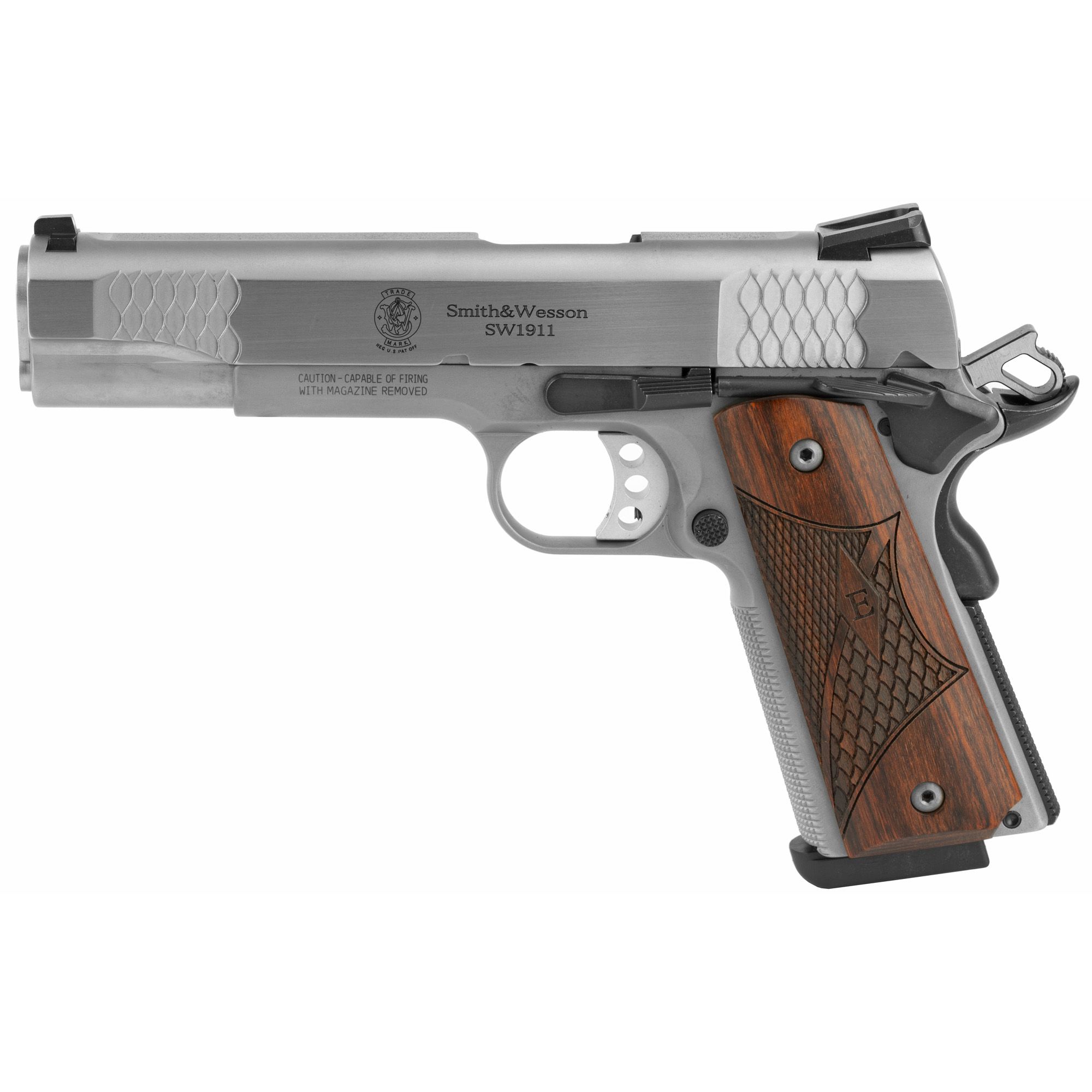 S&W 1911 E 45ACP 8RD 5″ STS WD 3DOT