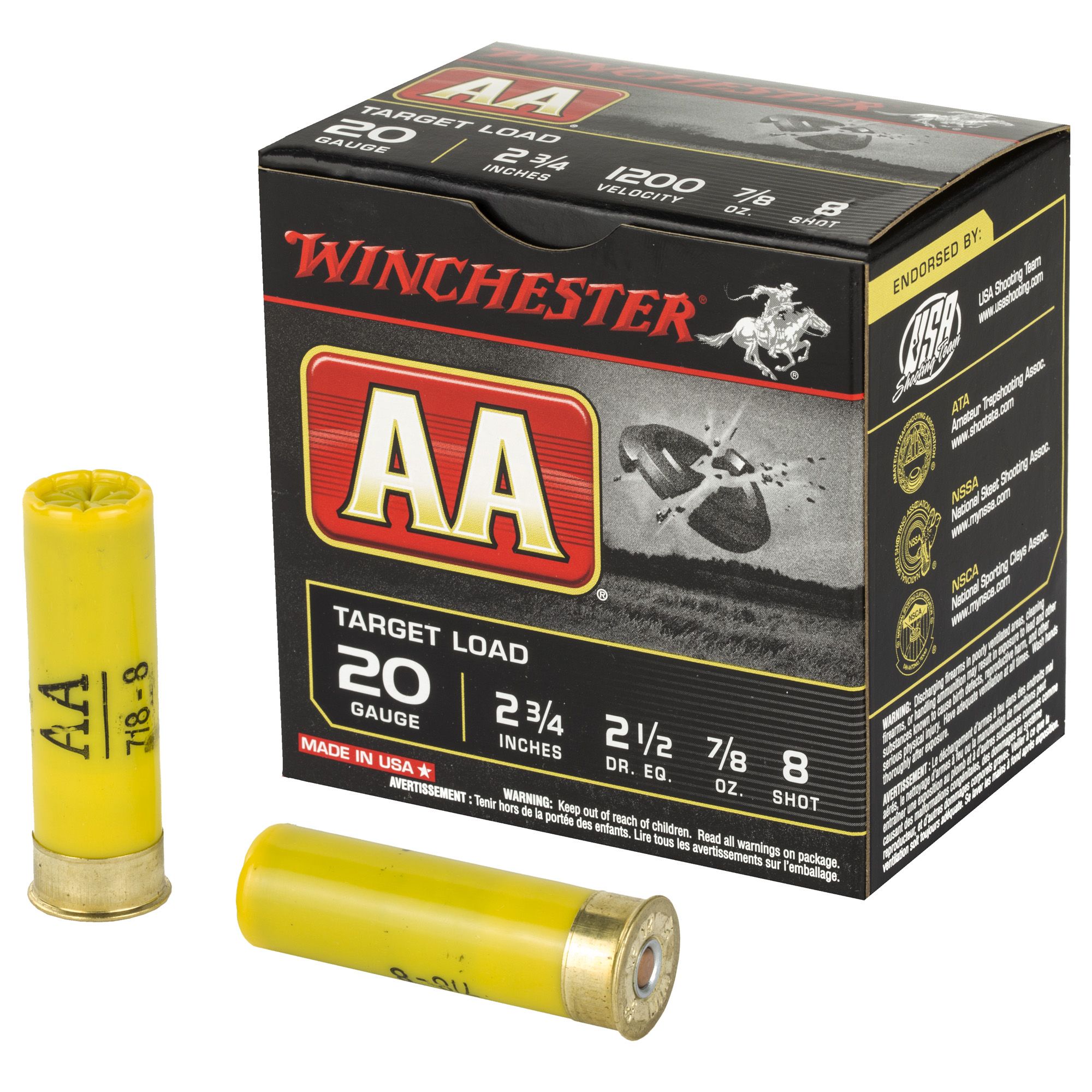 WIN AA 20GA 2.75″ #8 25/250