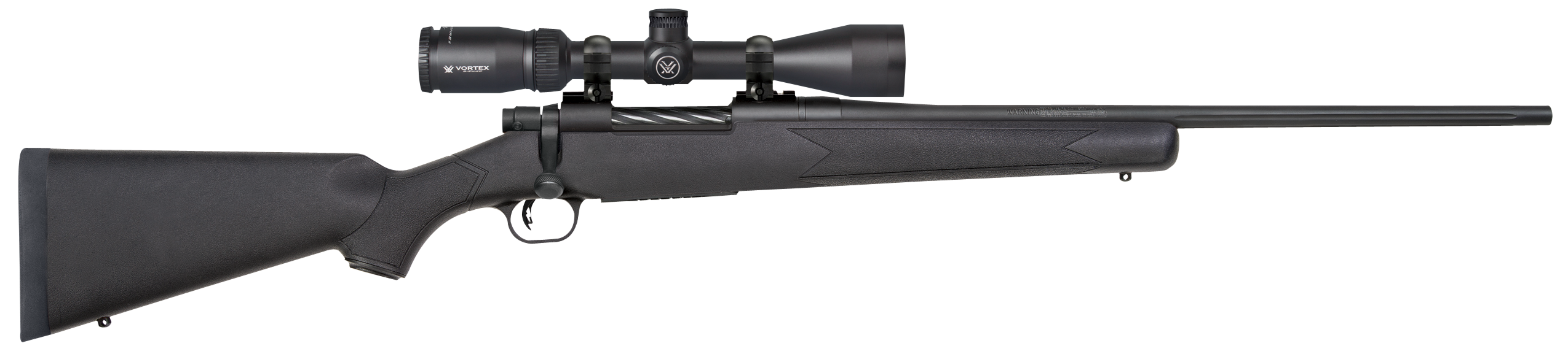 Mossberg 27935 Patriot  Bolt 30-06 Springfield 5+1 22″ Black Synthetic Stock Blued Right Hand Vortex Crossfire II 3-9x40mm Fluted Barrel