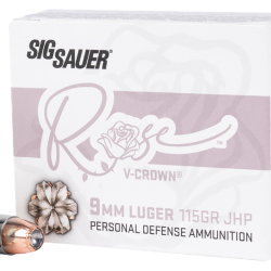 Sig Sauer E9MMA1ROSE20 Rose  9mm Luger 115gr V-Crown Jacketed Hollow Point 20 Per Box/10 Case