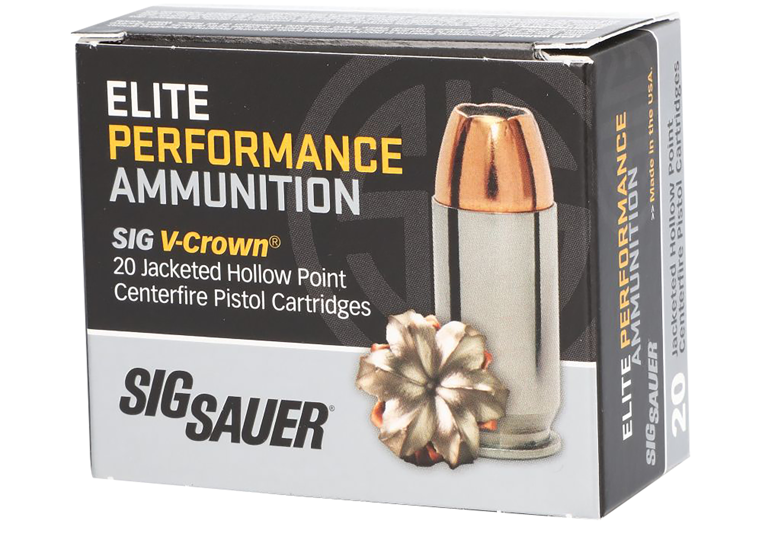 Sig Sauer E40SW220 Elite Performance  40S&W 180gr V-Crown Jacketed Hollow Point 20 Per Box/10 Case