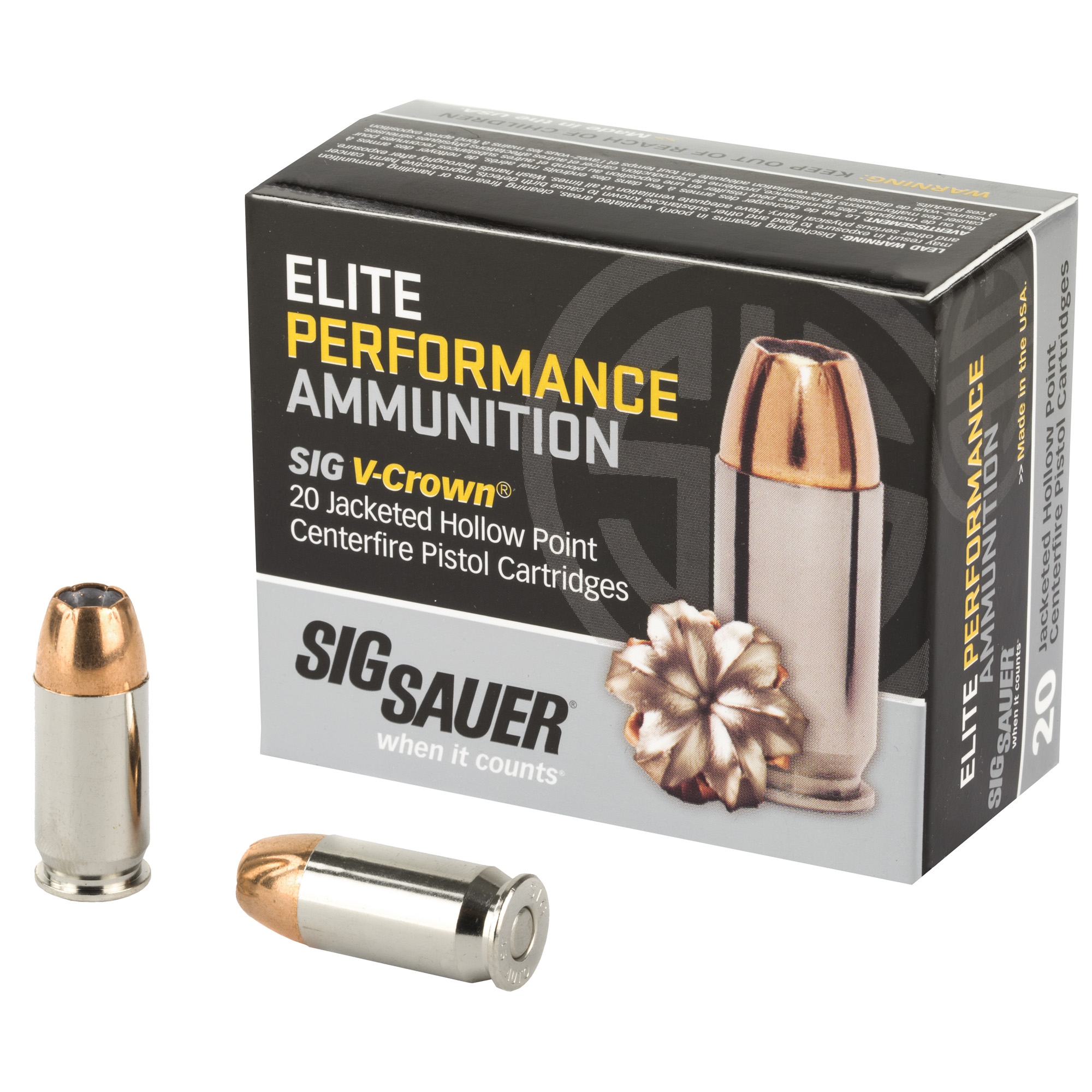Sig-Sauer .45 ACP 185gr JHP Nickel-Plated Brass – 20rd