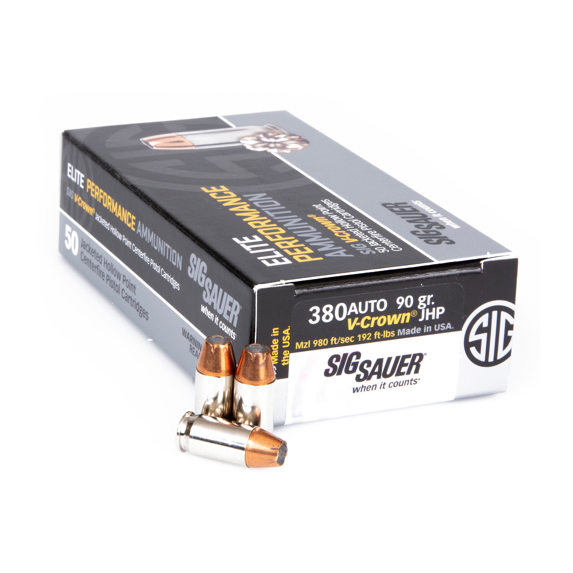 Sig Sauer .380 ACP 90gr JHP – 50rd