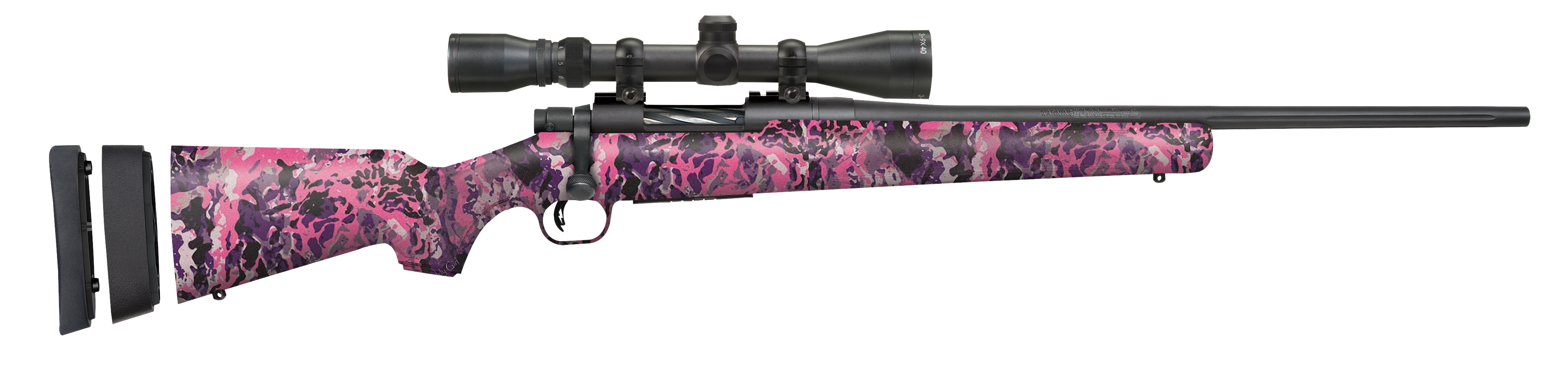 Mossberg 28145 Patriot Super Bantam 308 Win Caliber with 5+1 Capacity, 20″ Fluted Barrel, Matte Blued Metal Finish & Muddy Girl Wild Synthetic...