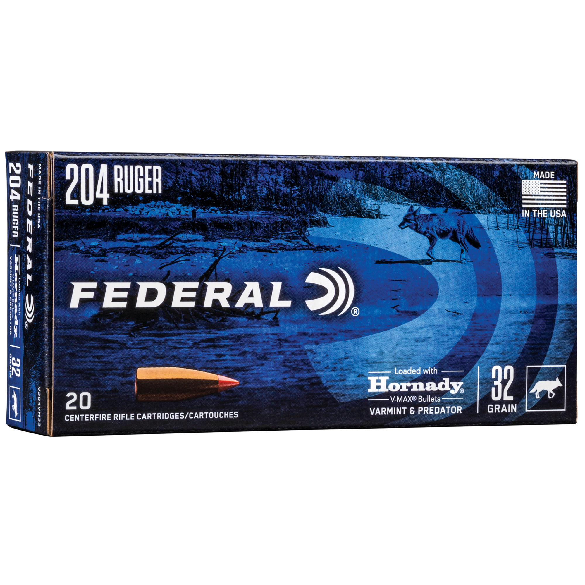 Fed .204 Ruger 32gr V-MAX Brass – 20rd